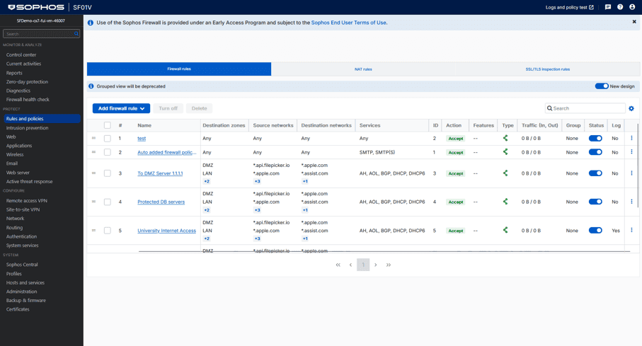 فایروال سوفوس نسخه ۲۳ 2 Firewall Rule Management